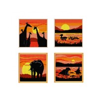 NKF Animals at sunset factory price elephant pattern  wholesale 5d rhinestone diamond painting