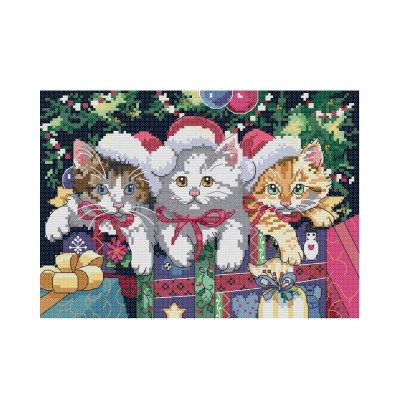 NKF Christmas cat cross stitch 3d cross stitch kits dmc theards aida cloth