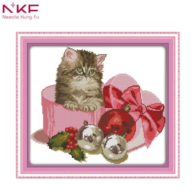 NKF Christmas gift - cat animal style free printing the needle point kits baby cross stitch patterns