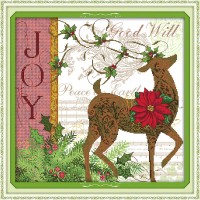 NKF Cross Stitch Sets For Embroidery kits Precise Christmas deer Printed Patterns Cross-Stitching C273