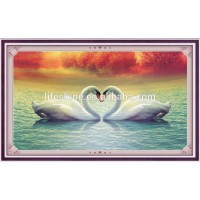 DIY diamond painting set with the two swan design