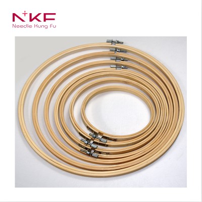 High Quality Wholesale Accessory Round Wooden Pattern Frame Flexible Convenient Sewing Work bamboo Cross Stitch Hoops